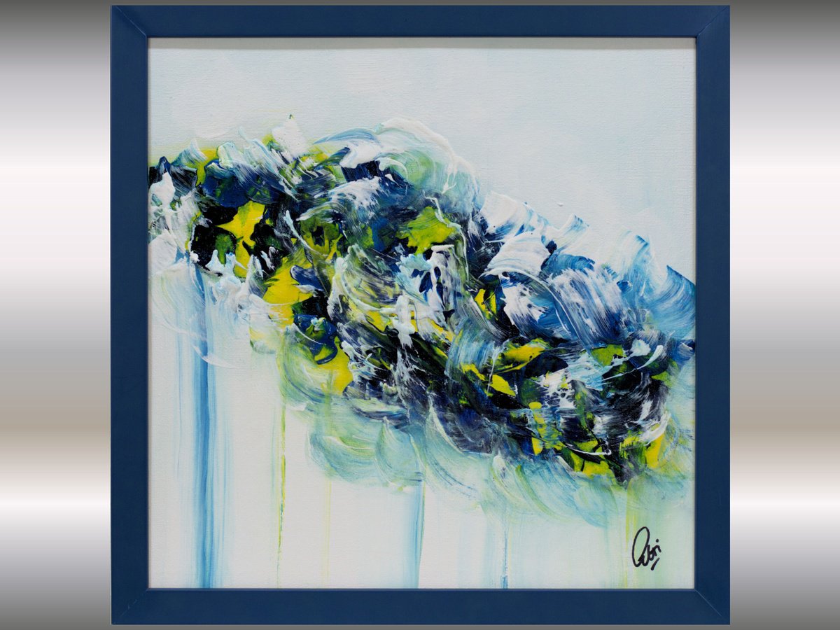 Abstract Acrylic Painting By Edelgard Schroer, 15 X 15, Serenity Drift, Original Artwork
