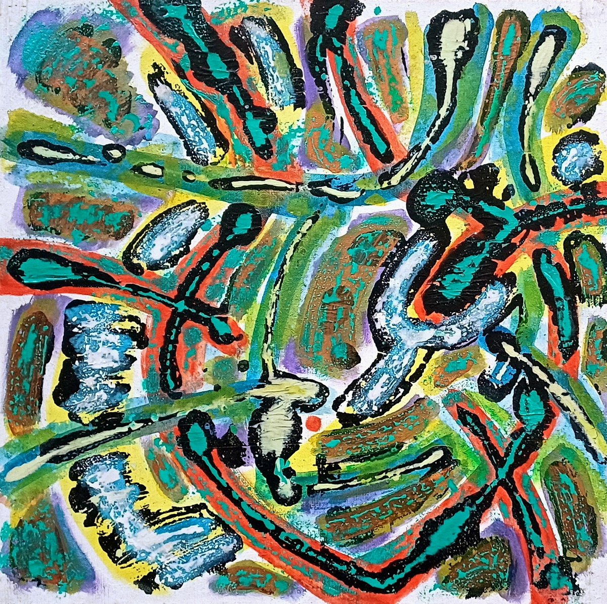 Abstract Acrylic Painting By Stanislav Bojankov, 16 X 16", Heart-Iv, Original Artwork