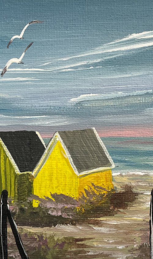 Colourful Beach Huts by Marja Brown