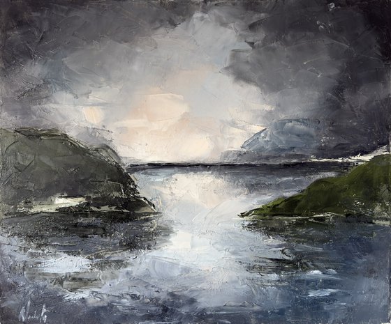 Stormy Reflections Knife landscape dark tones