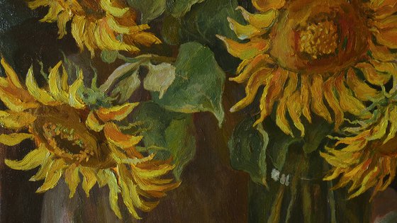 Sunflowers - sunflower still life painting