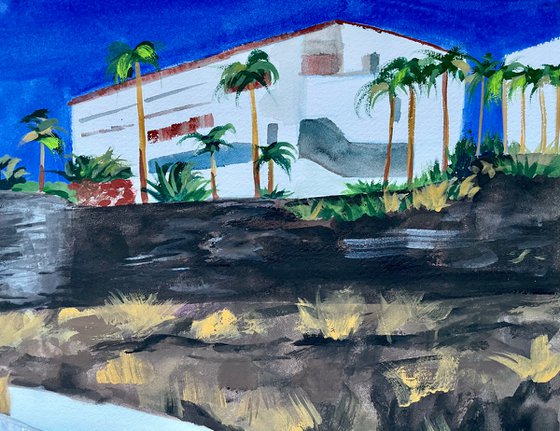Ocean Gouache Painting, Coastal Landscape Original Painting, Spain Seascape Wall Art