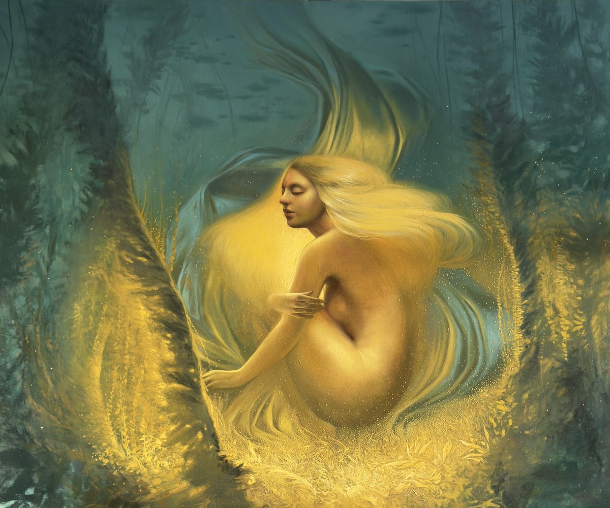 Surrealistic Oil Painting , Underwater Warmth By Anastasia Parfilo, 47 X 39, Artwork For Sale On Artfinder
