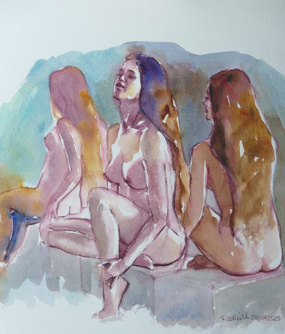 seated nude 3 poses