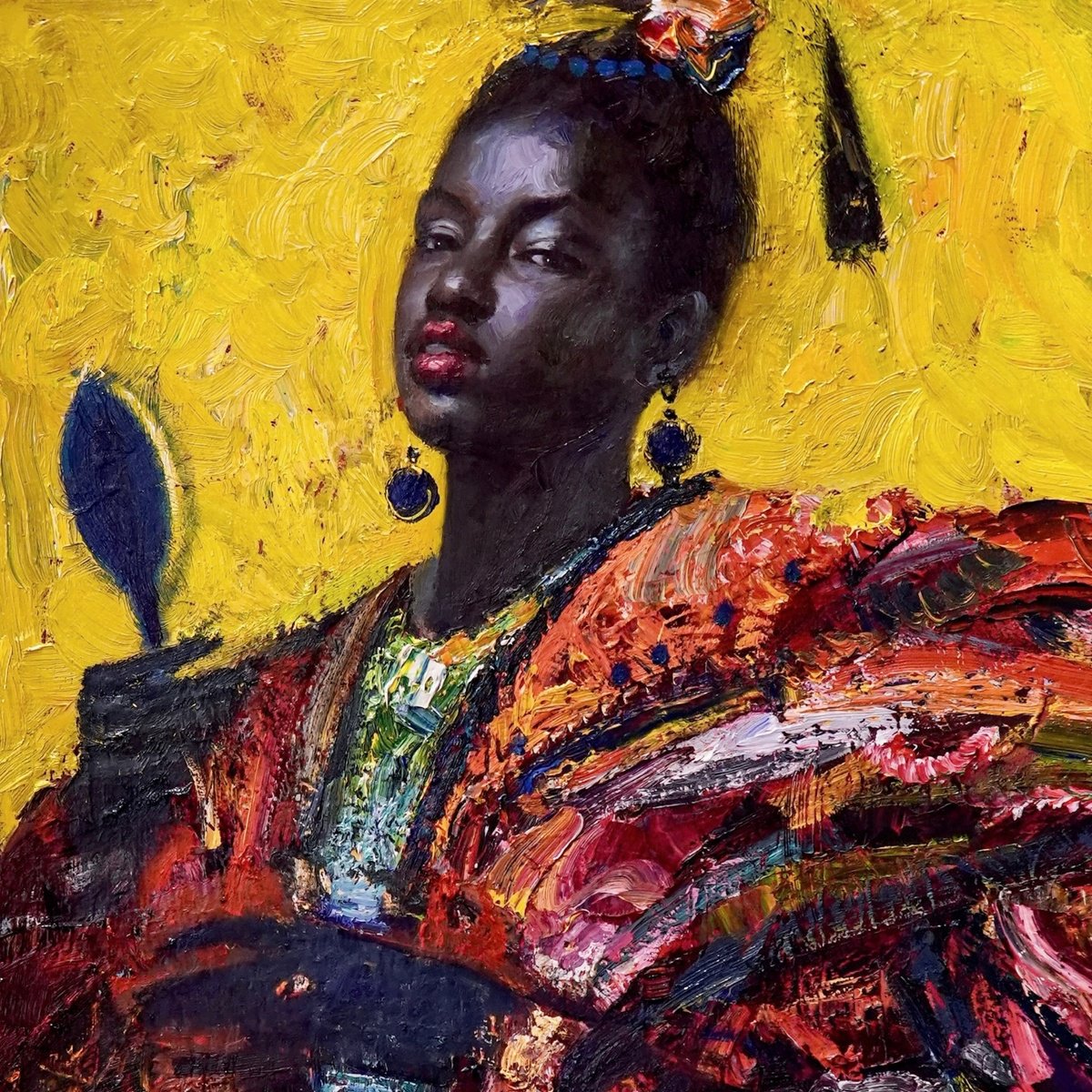 Expressive Portrait Oil Painting By Nihad Aghazada, 18 X 33", - Jadwiga - ?, Original Artwork