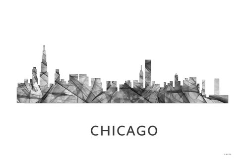Chicago Illinois Skyline WB BW by Marlene Watson