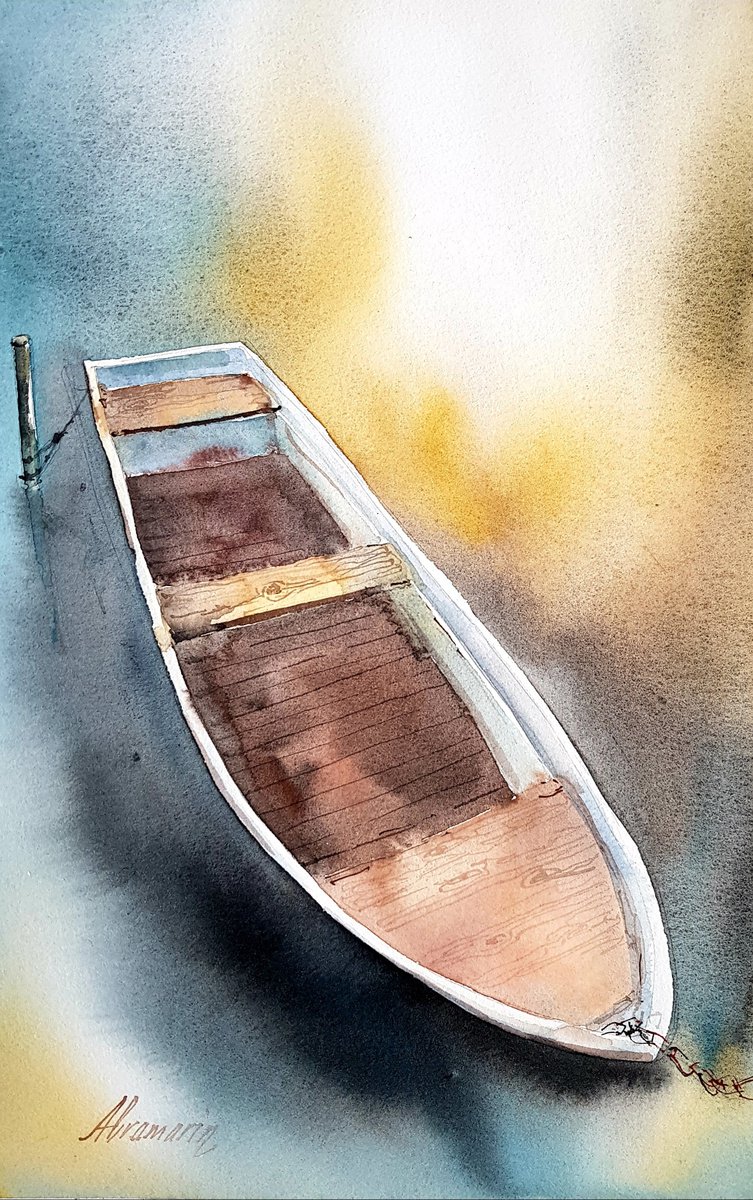 Calm water boat. by Marina Abramova