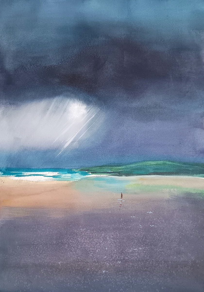 Expressive Watercolour , Alone By Marina Del Pozo, 14 X 20, Artwork For Sale On Artfinder