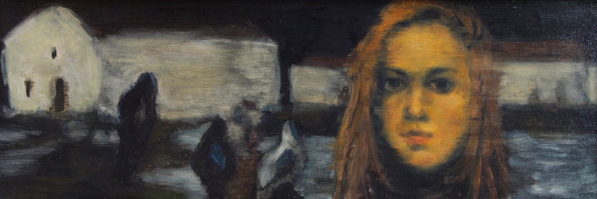 Impressionistic Portrait Acrylic Painting By Nikola Gulev, 28 X 12", "Nostalgia", Original Artwork