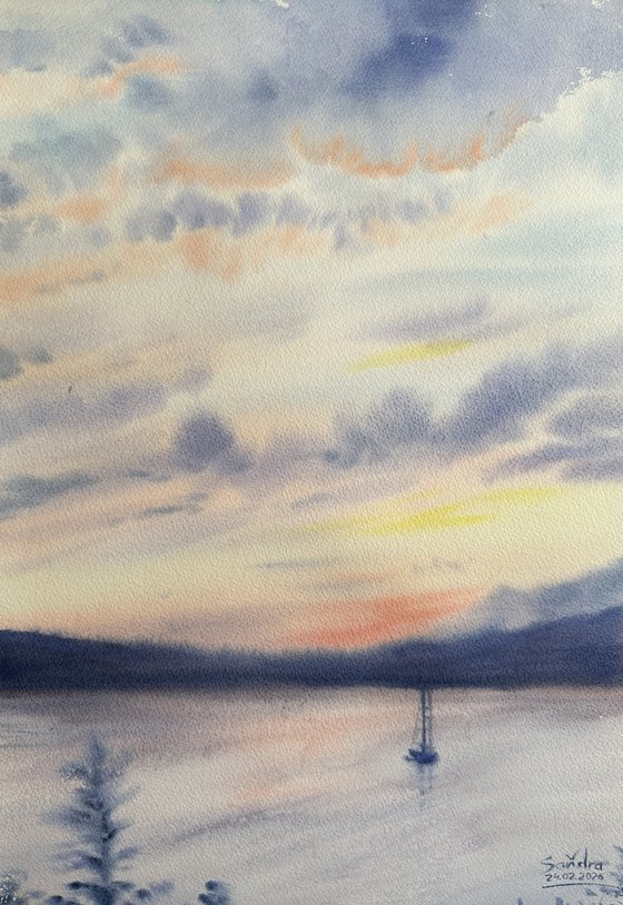 Pearly Sunset over Mountains