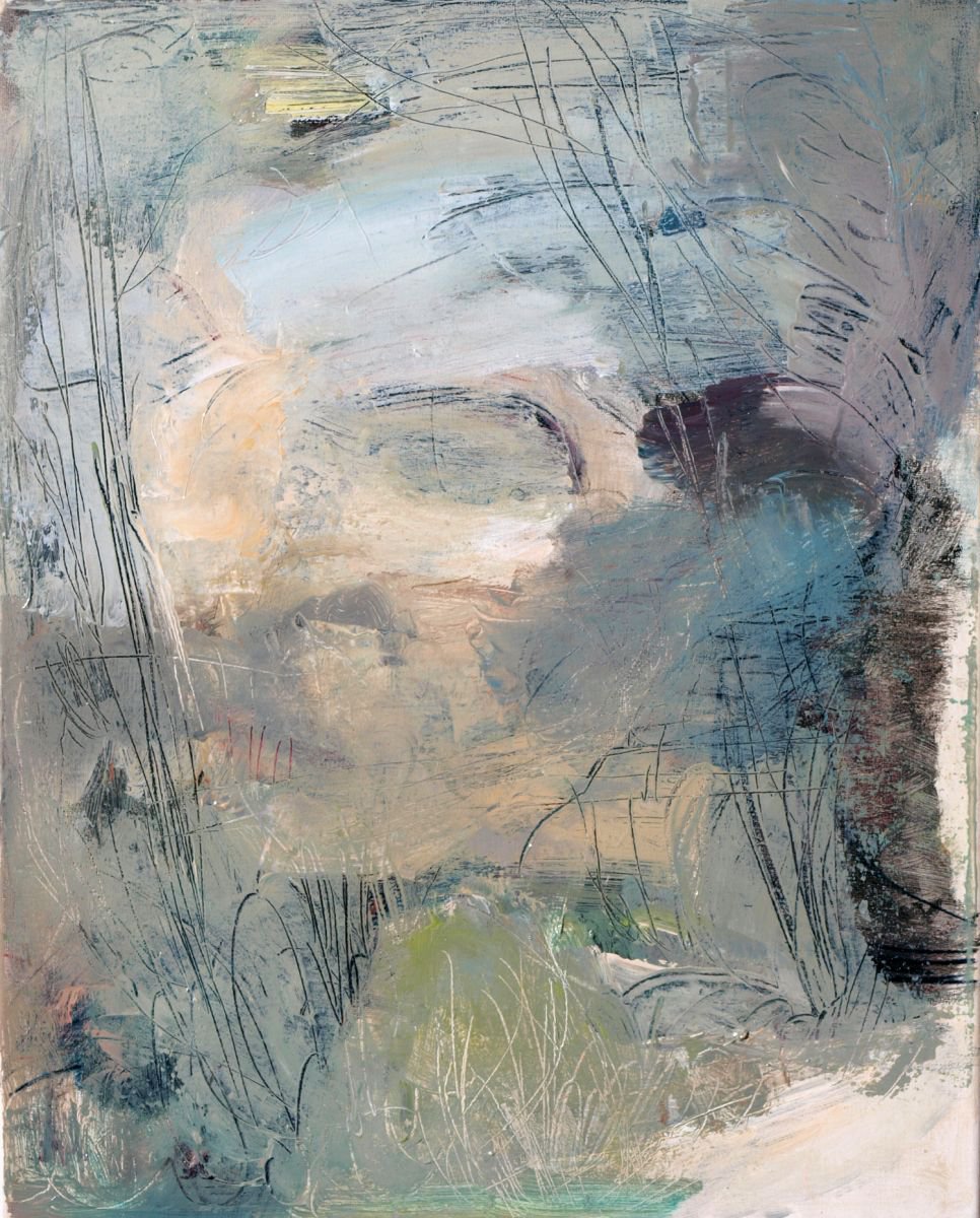 Organic Abstract Acrylic Painting By Catalin Ilinca, 13 X 16, The Veil, Figure Study, Original Artwork