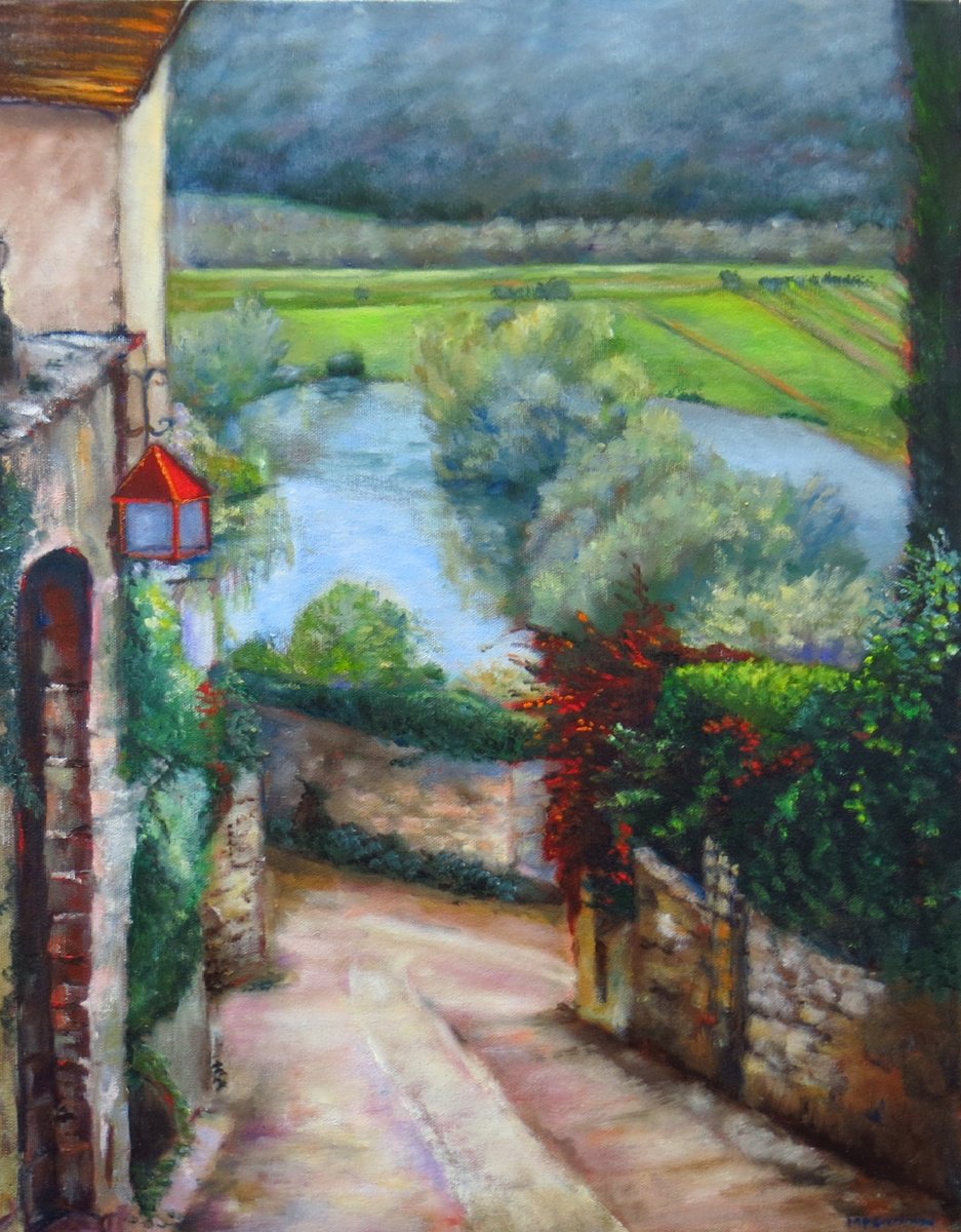 Impressionistic Landscape Oil Painting By Maureen Greenwood, 16 X 20", Beynac, Dordogne, France, Original Artwork