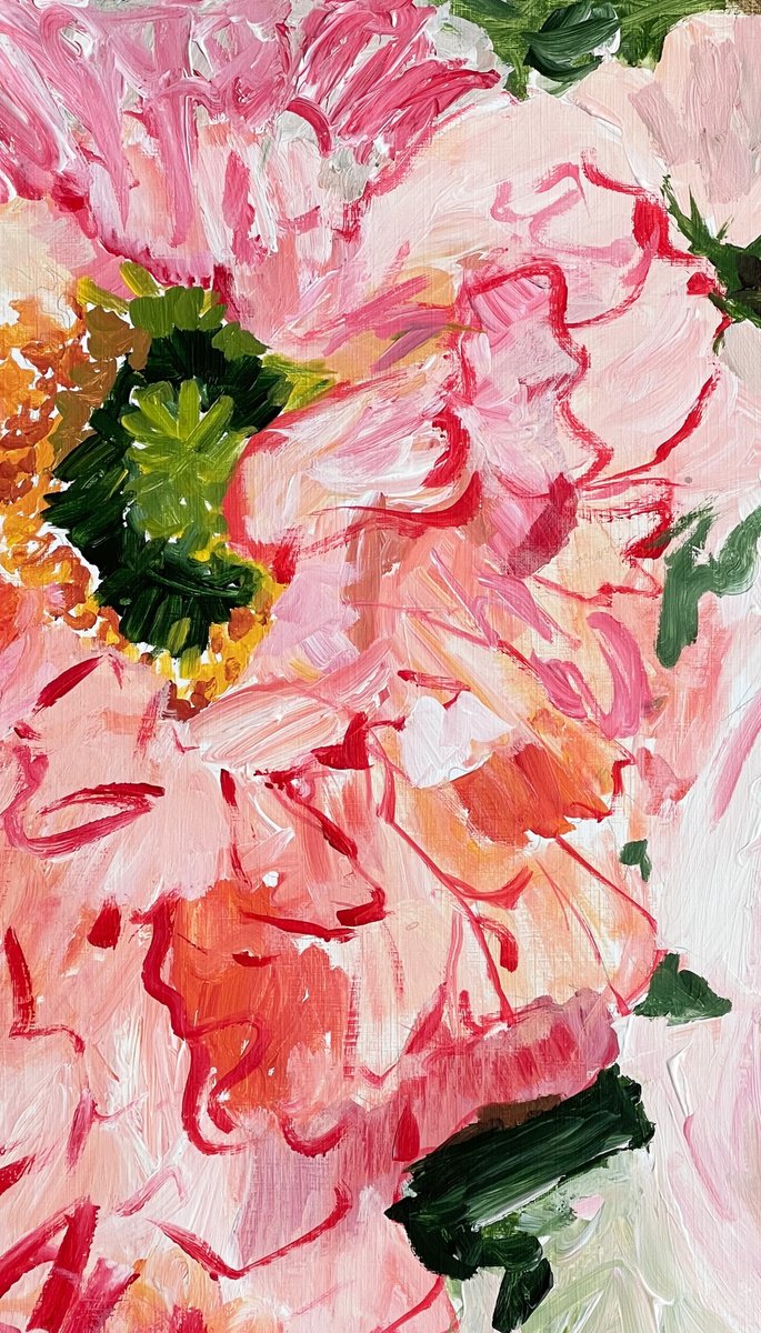 Expressive Botanical Acrylic Painting By Maiia Axton, 12 X 17", Poppy, Original Artwork