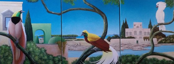 Triptych of the birds of paradise