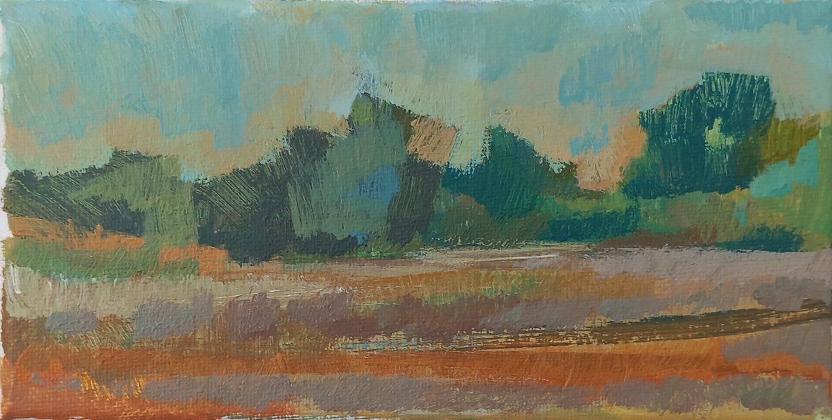 Impressionistic Landscape Acrylic Painting By Adam Grose Ma Pgce, 8 X 4, Longrun Meadow, Original Artwork
