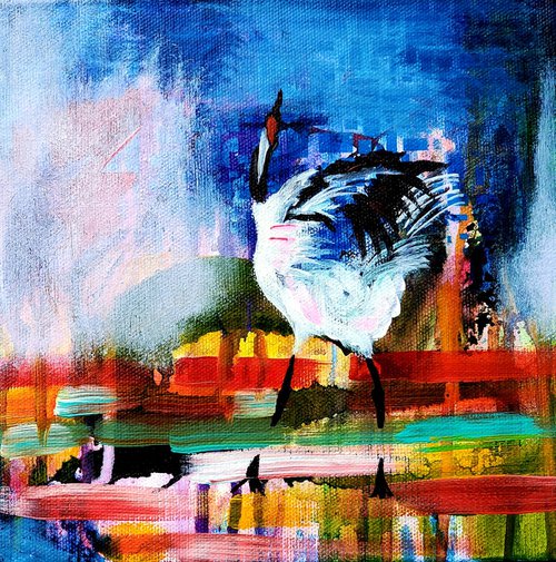 Red head crane by Niyati Jiwani