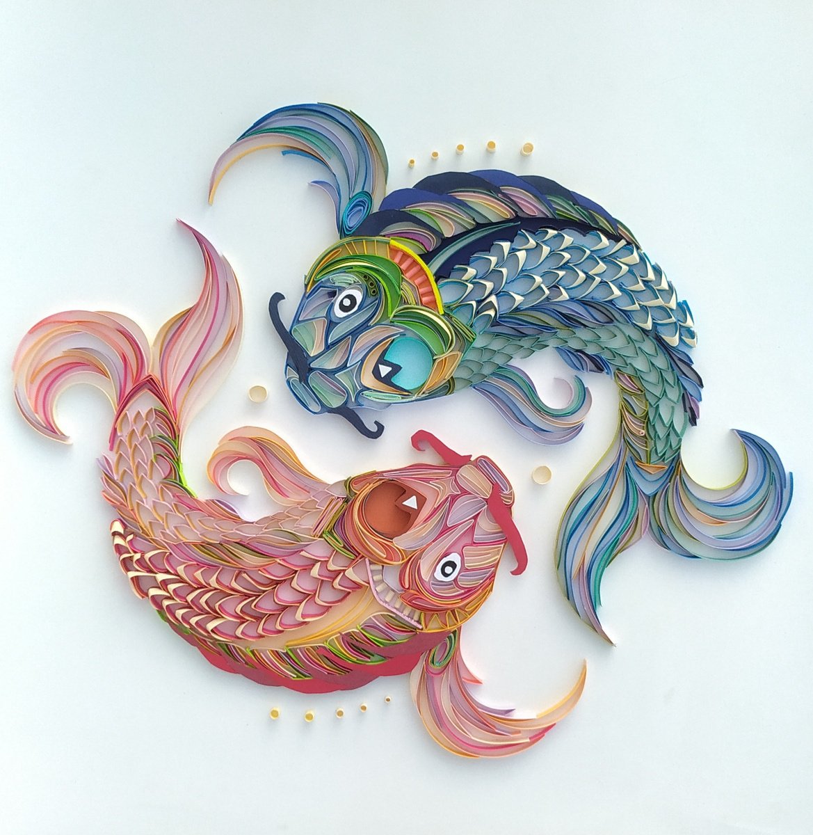 Playful Koi fish ( paper art) by Priyanka Sagar