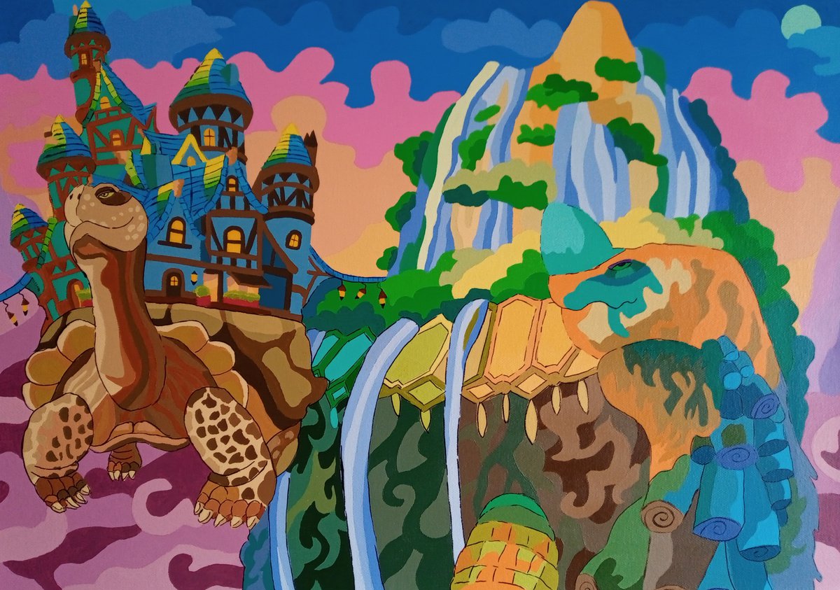 Surrealistic Animal Acrylic Painting By Corinne Hamer, 23 X 17, Weight On My Shoulders, Original Artwork