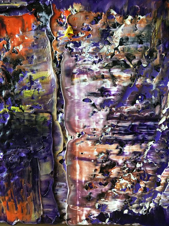 "Rock Me In Purple" - Original Large PMS Oil Painting On Canvas - 36 x 18 inches