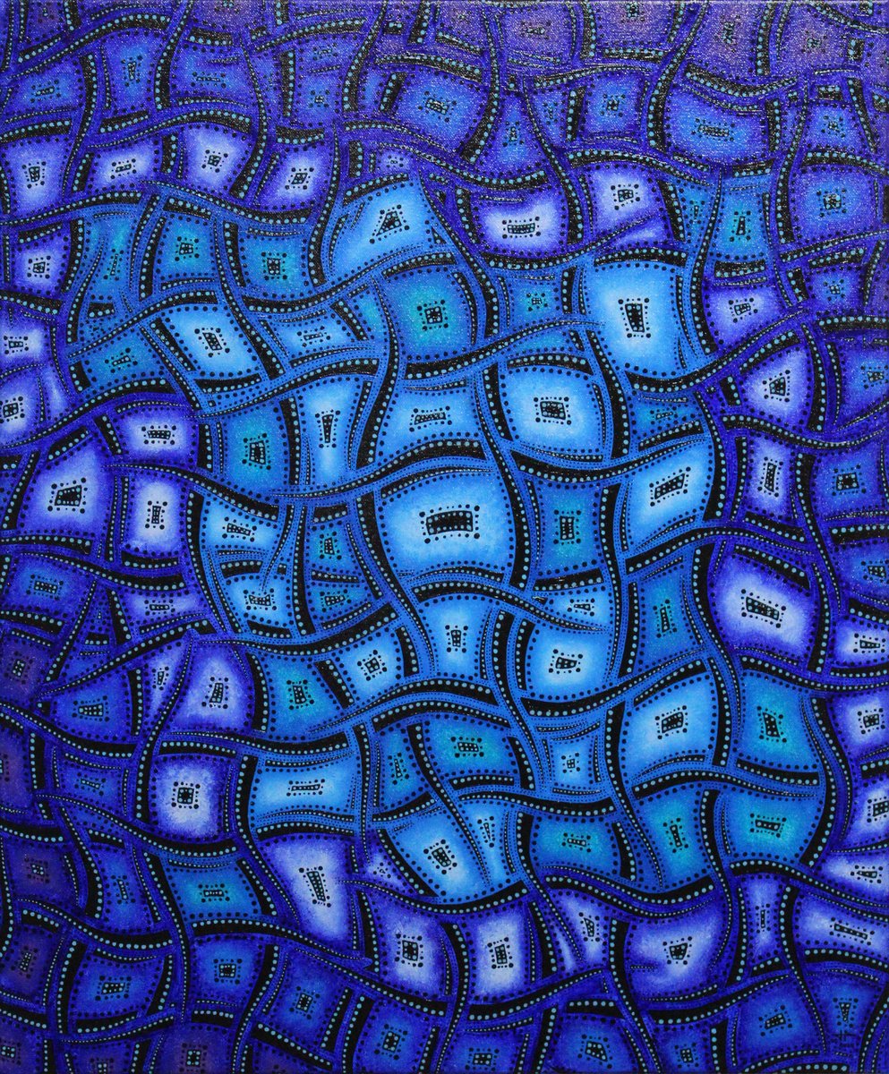 Abstract Acrylic Painting By Jonathan Pradillon, 20 X 24, Aquatic Movements, Original Artwork