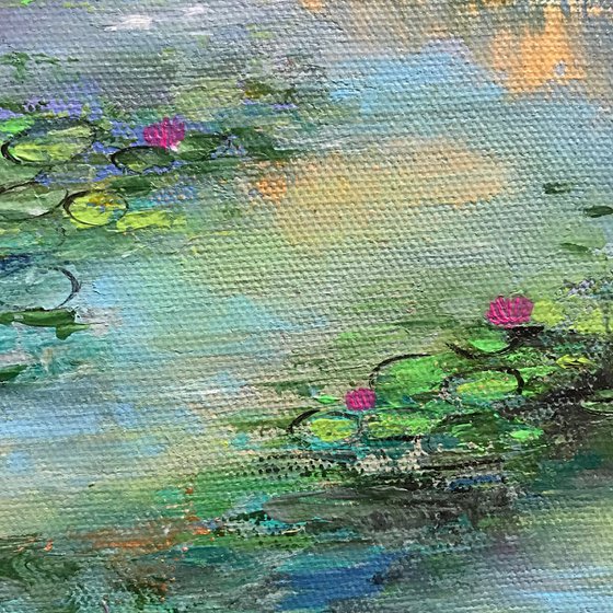 Waterlilies pond ! Small Painting!!  Ready to hang