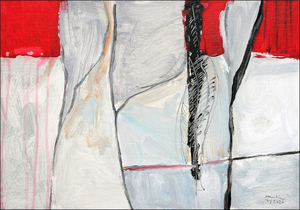 Landscape Acrylic Painting By Jiri Havlik, 20 X 14, White Evening, Original Artwork