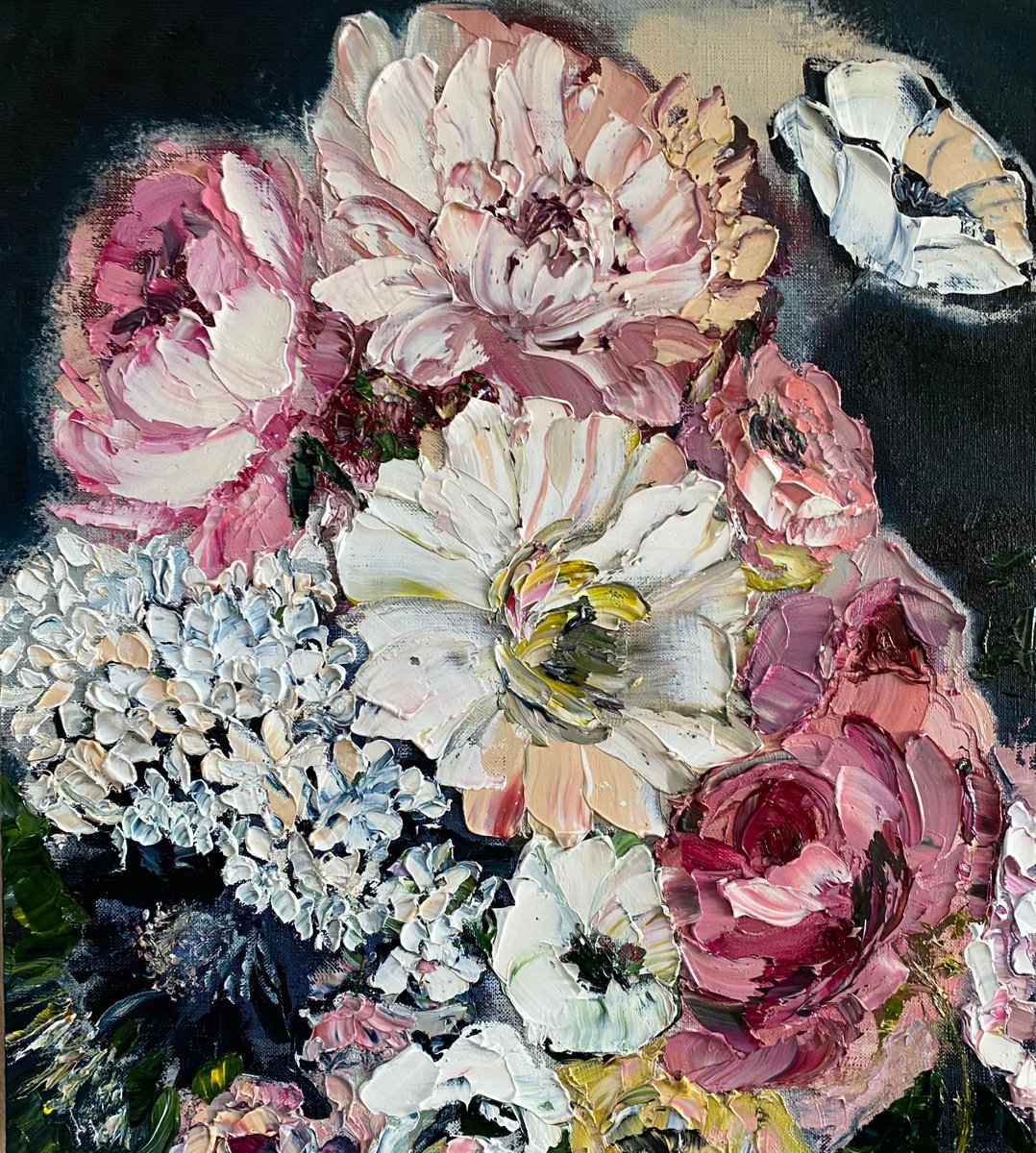 Summer blooming desert original oil painting on canvas by Oksana Petrova