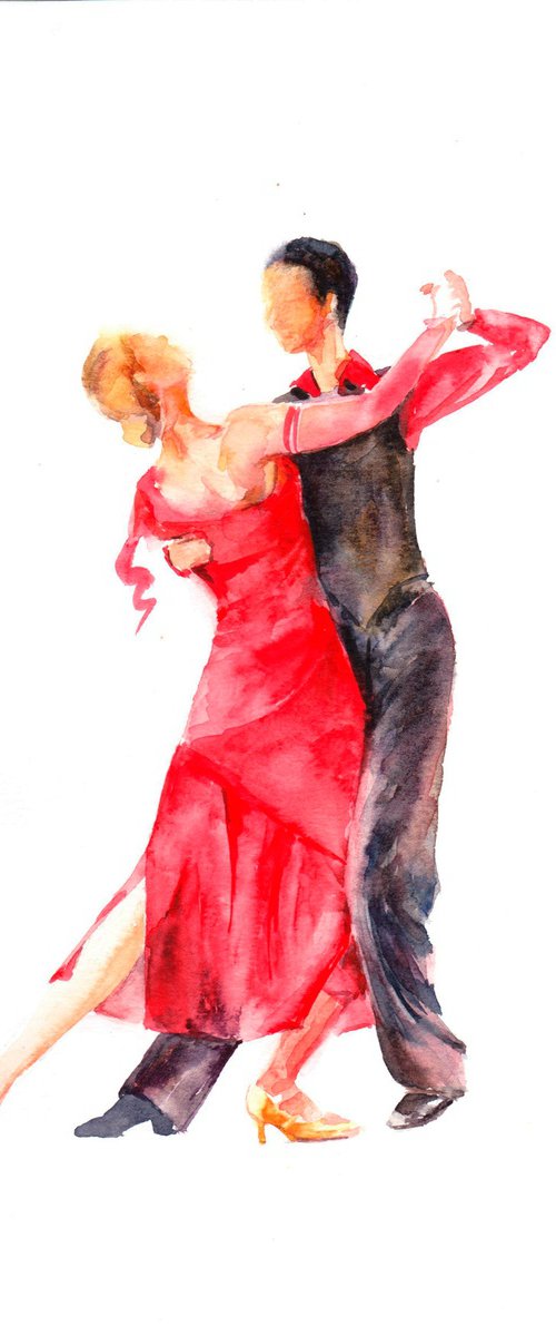 Ballroom Dancing, original watercolour painting by Anjana Cawdell