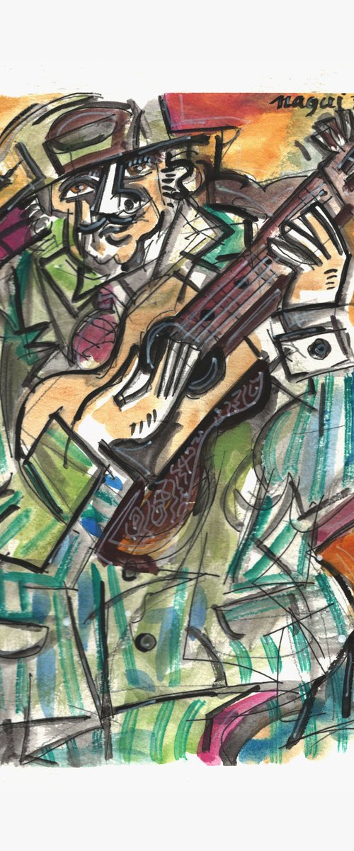 Guitarist watercolor 25 by Nagui