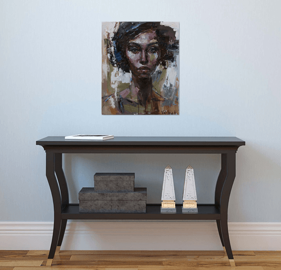 Abstract girl portrait with gold