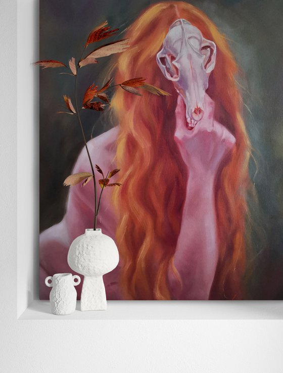 Forest Red-haired Nymph with skull portrait 2