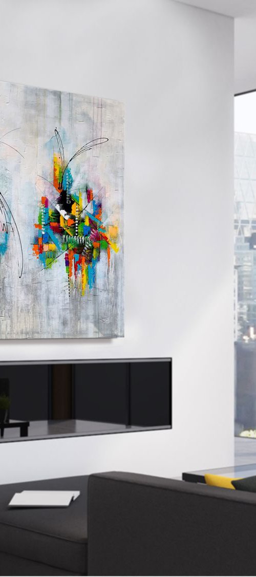 Time, Love & Tenderness  - XL LARGE,  TEXTURED, PALETTE KNIFE ABSTRACT ART – EXPRESSIONS OF ENERGY AND LIGHT. READY TO HANG! by Julijana Ravbar