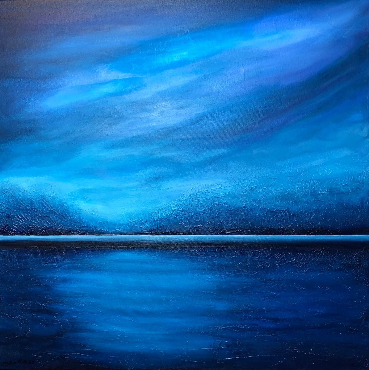 -Blue water-? - 3d minimalism impressionist seascape, sea, sky by Nataliia Krykun