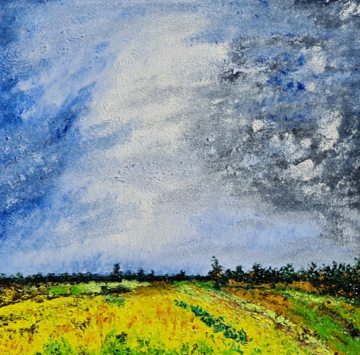 Impressionistic Landscape Oil Painting By Daniel Urbani?k, 12 X 12, My Country, Original Artwork