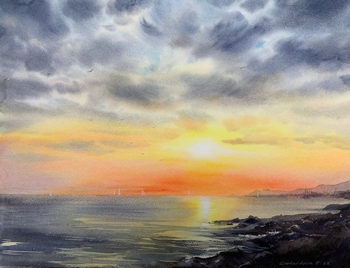 Sunset on the sea, Cyprus #2 by Eugenia Gorbacheva