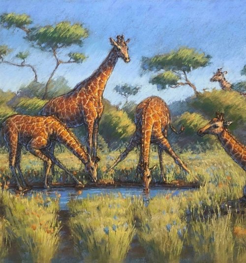 Giraffe Family by Natalie Ayas