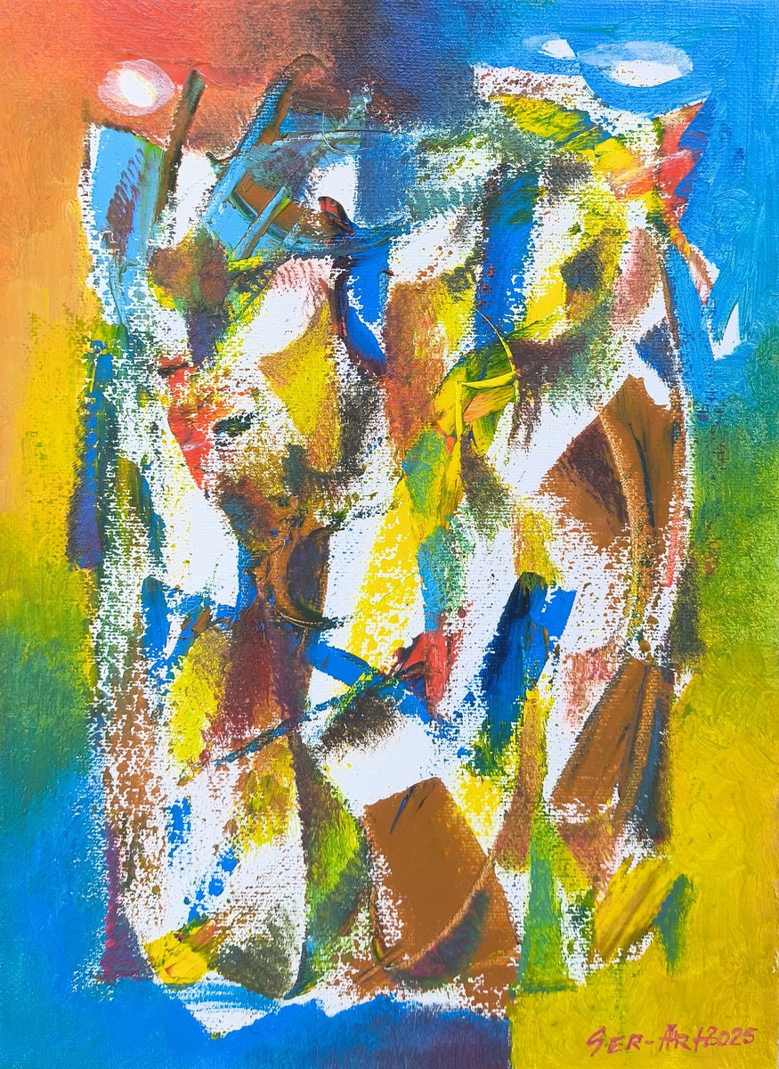 Abstract Landscape Oil Painting By Seyran Gasparian, 9 X 12", Abstract Heat, Original Artwork