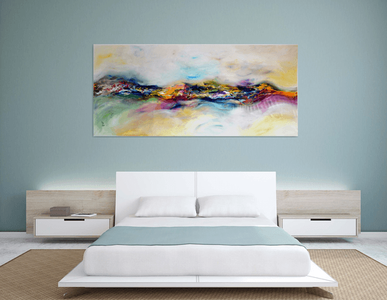 Fairy hills XXL 204X92 cm  unstretched painting, palette knife FREE SHIPPING