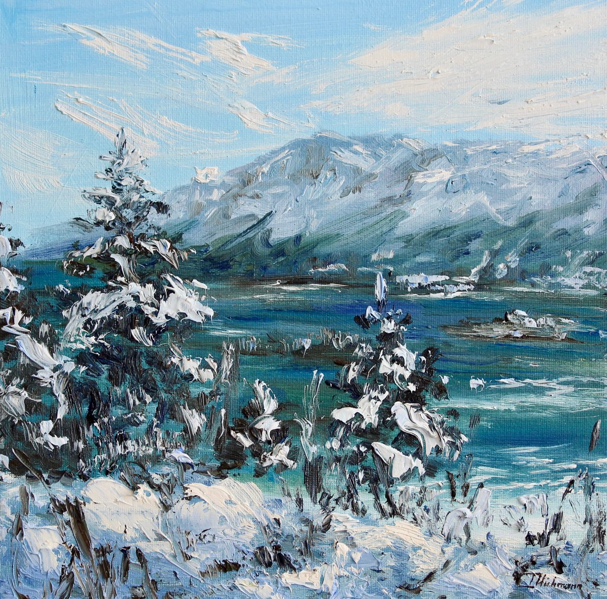 Frost On The Pines By Liza Illichmann, 10 X 10, Artwork For Sale On Artfinder