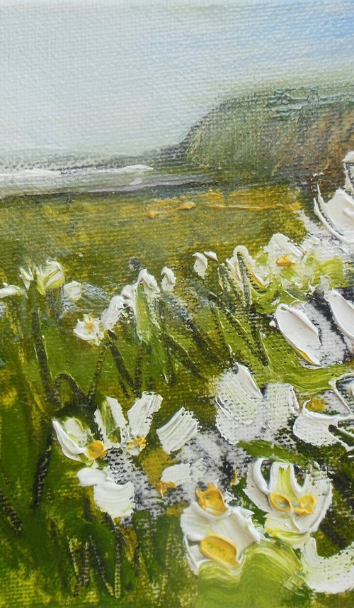 St. Bees Head over Wild Flowers and Mist I by Ben McLeod
