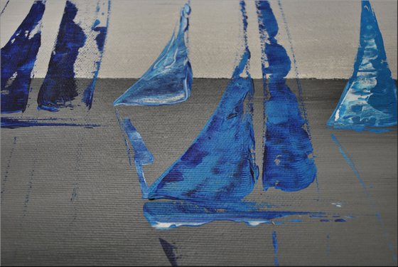 Blue Sails III - Abstract Seascape - Acrylic Painting - Canvas Art- Blue Wall Art