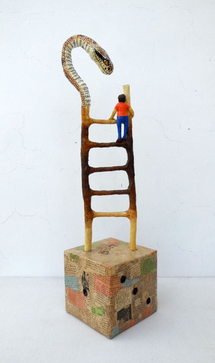 Snake Ladder On Dice Paper Sculpture by Shweta Mahajan