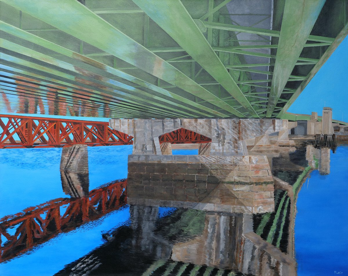 Newburyport Bridge Reflection By Steven Fleit, 30 X 24, Artwork For Sale On Artfinder