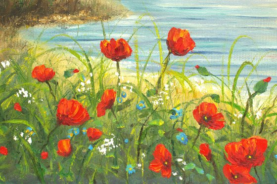 Poppies by sea