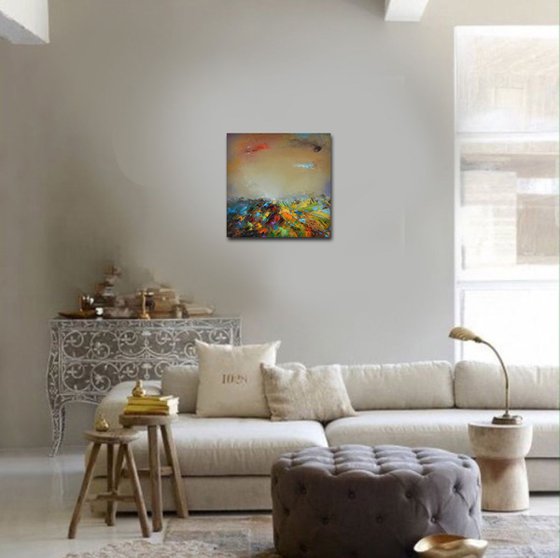 Cloudy etude, modern landscape oil painting on canvas, Free shipping