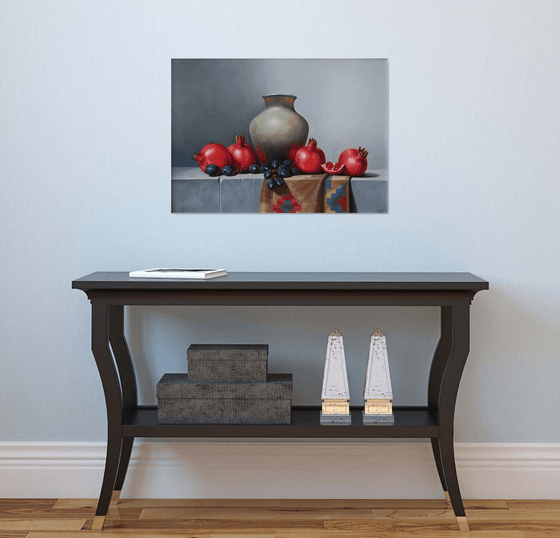 Still life with pomegranates