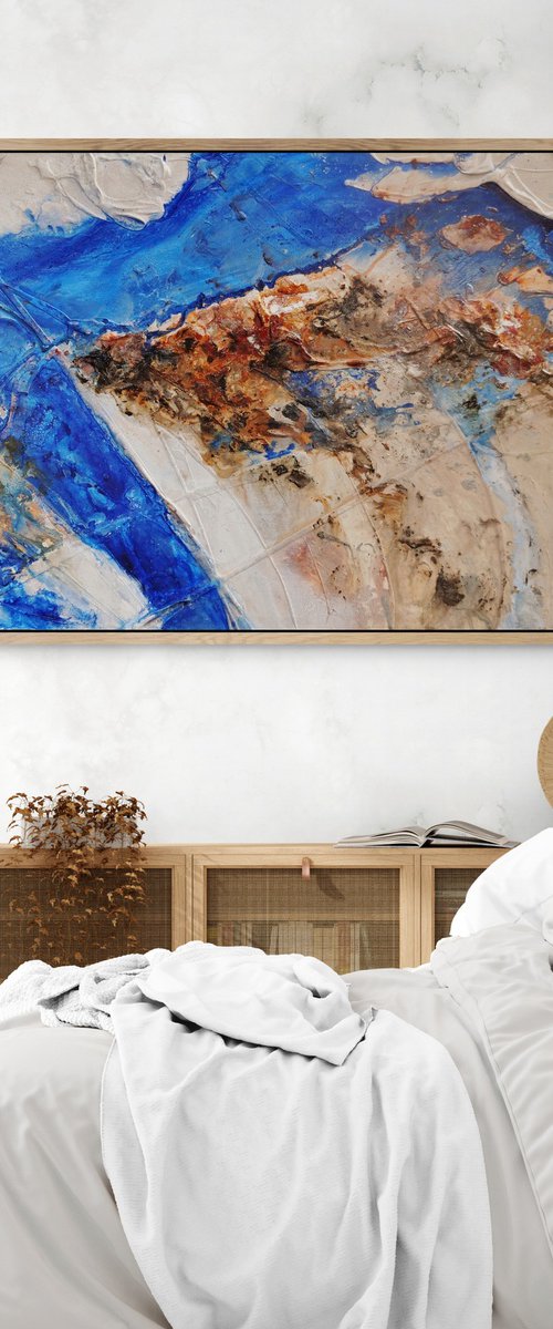 Outback Blue 240cm x 100cm Textured Abstract Art by Franko