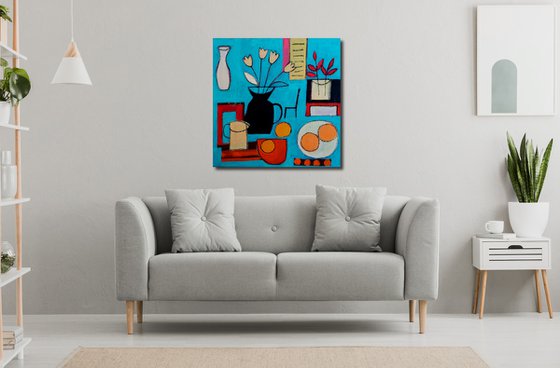 Still Life with 4 Oranges