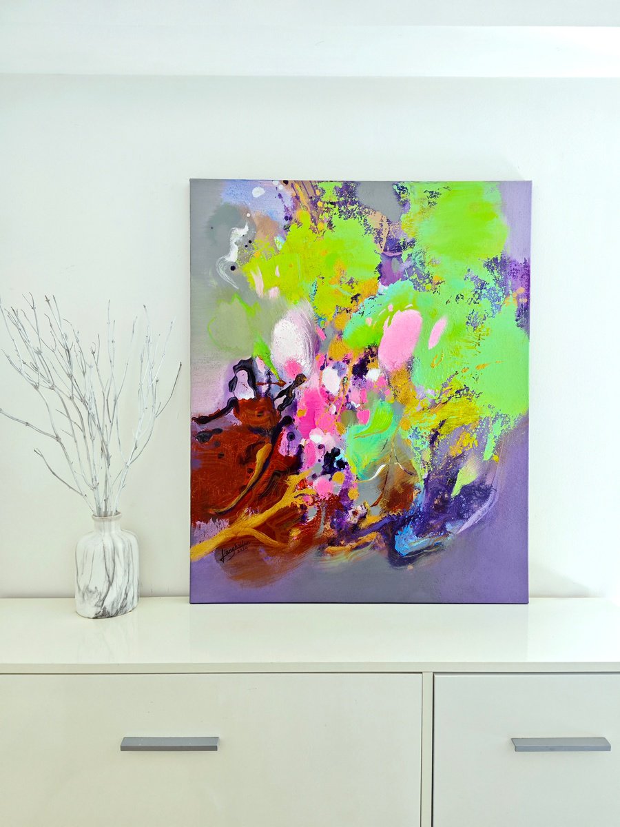 Abstract Acrylic Painting By Liang Hailun, 26 X 32", N°234, Original Artwork