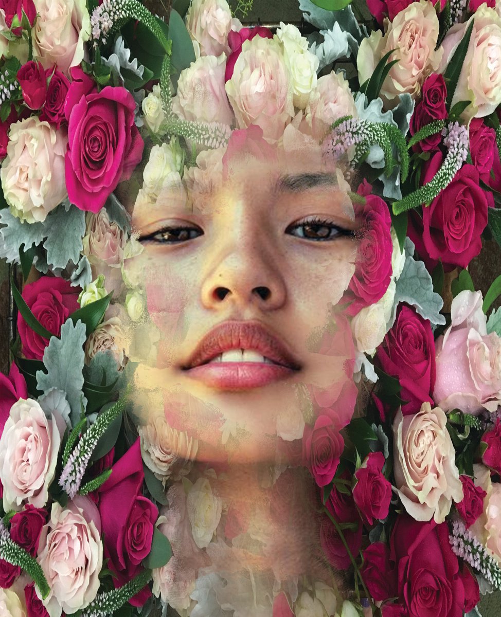 Illustrative Portrait Photograph By Srdjan Jevtic, 35 X 43", Flower By Flowers, Original Artwork